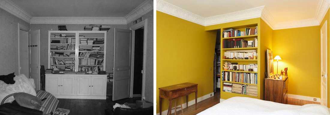 Avant - aprés salon d'un appartement aprés renovation par un architecte d'intérieur à Biarritz