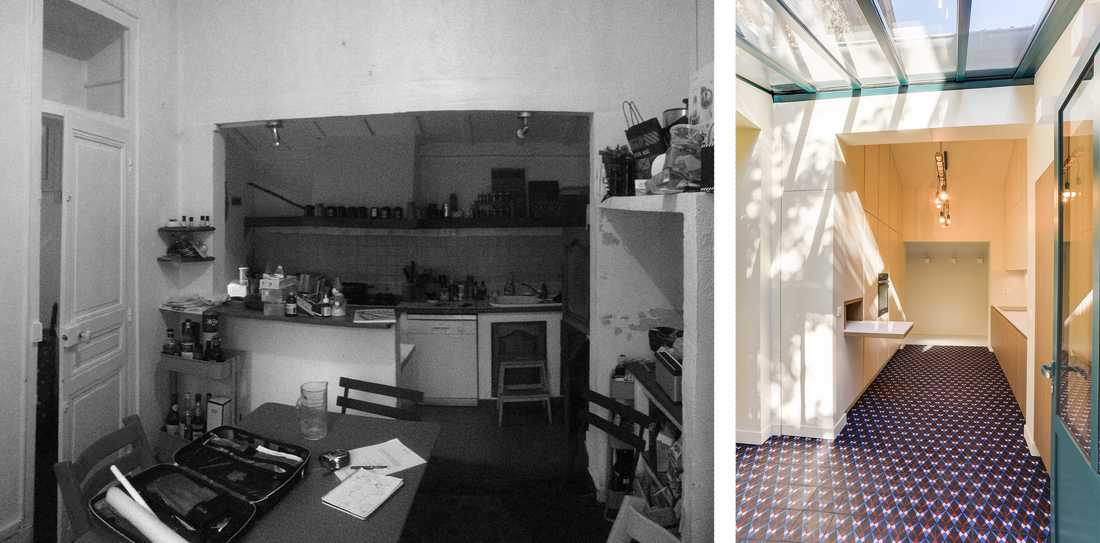 Avant-après : Rénovation de la cuisine d'une meulière par un architecte d'intérieur à Biarritz