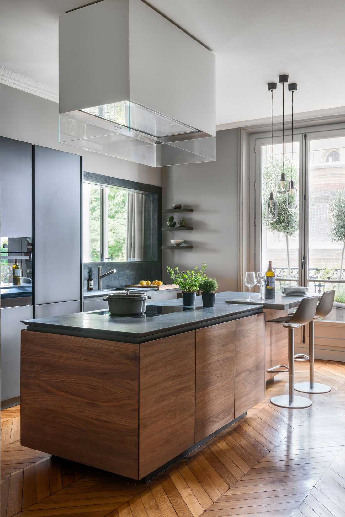 Cuisine américaine aménagée par un architecte d'intérieur dans les Pyrénées-Atlantiques