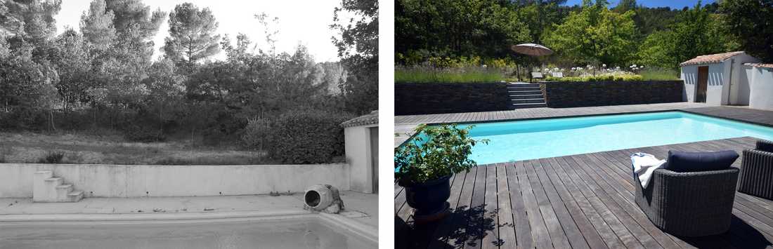 Avant-après : relooking d'un jardin avec piscine par un paysagiste à Biarritz