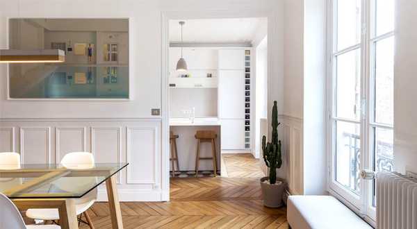 Avant - aprés d'une réalisation d'un architecte d'intérieur à Biarritz dans un appartement haussmannien