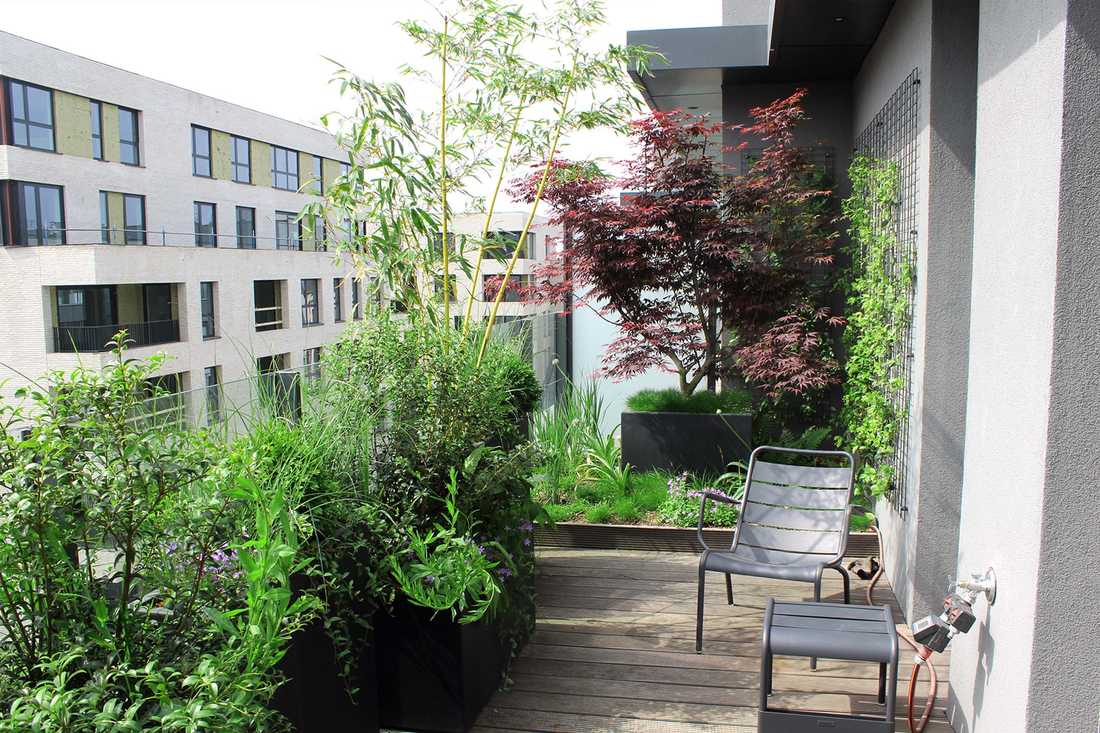 Landscaping of a penthouse terrace in Biarritz