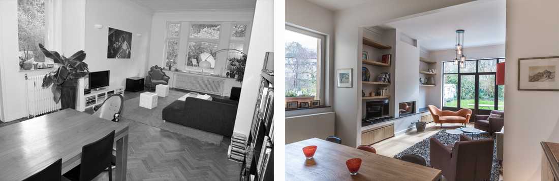 Avant-après : rénovation d'un salon par un architecte d'intérieur à Biarritz