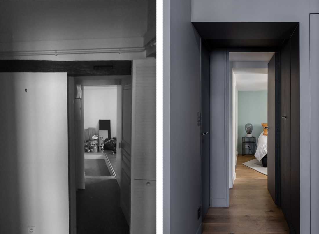 Avant-Après : rénovation de l'entrée de l'appartement à Biarritz